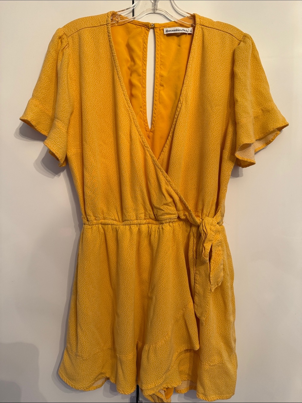Abercrombie & Fitch Yellow Wrap Short Romper
